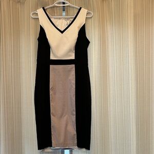White House Black Market Monochrome V-Neck Midi Dress